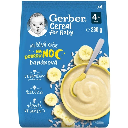 Gerber Papilla Buenas Noches con cereales y leche, plátano 230 g