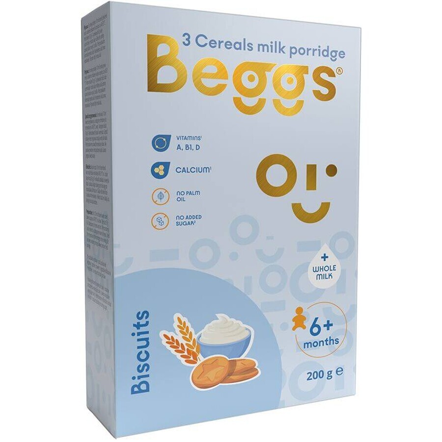 Beggs Milk Porridge ai 3 cereali con biscotti 200 g