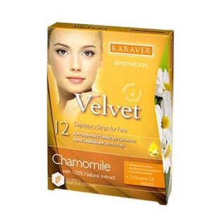 Facial depilatory strips with chamomile extract Velvet, 12 pieces, Karaver