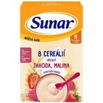 Sunar milk porridge with 8 cereals strawberries, raspberries 210 g