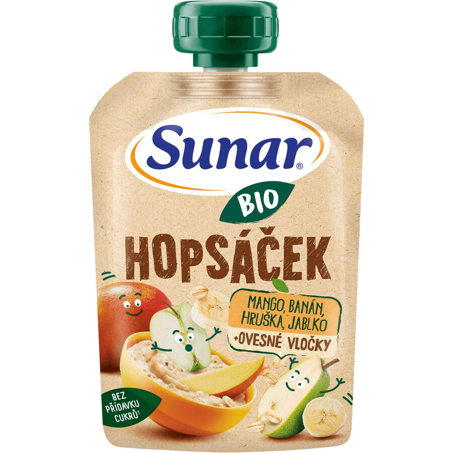 Sunar biologische fruitcapsule Hopscotch mango, banaan, peer en havermout 100 g