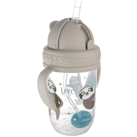 Canpol bebé Vaso sin pajita 6m+ Animales exóticos gris 270 ml
