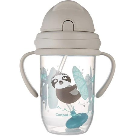 Canpol bebé Vaso sin pajita 6m+ Animales exóticos gris 270 ml