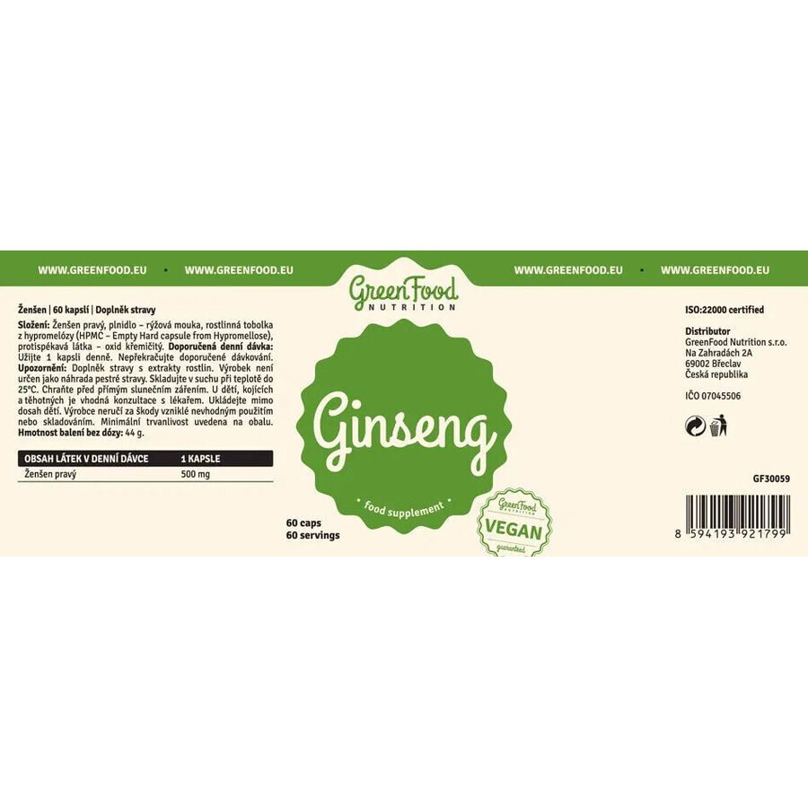 GreenFood Nutrition Ginseng 90 capsules