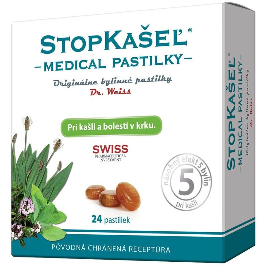 Pastilles médicales Dr. Weiss Stopkašel - pour la toux et les maux de gorge 24 pcs