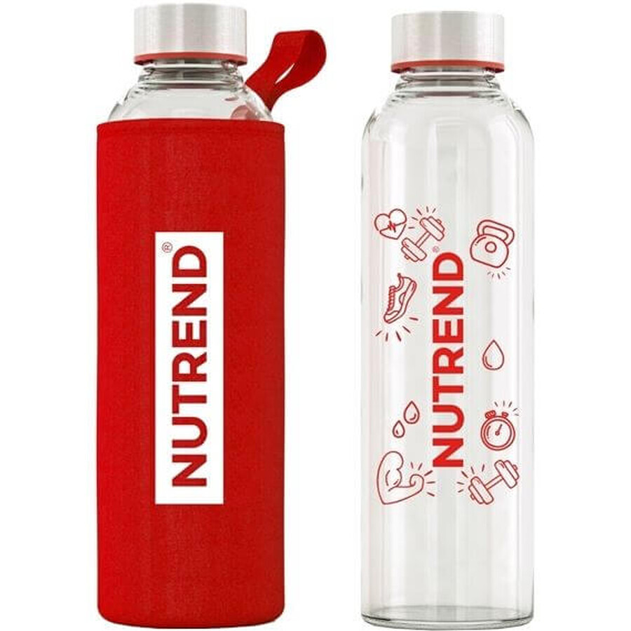Nutrend Frasco de vidrio rojo con tapa 800 ml