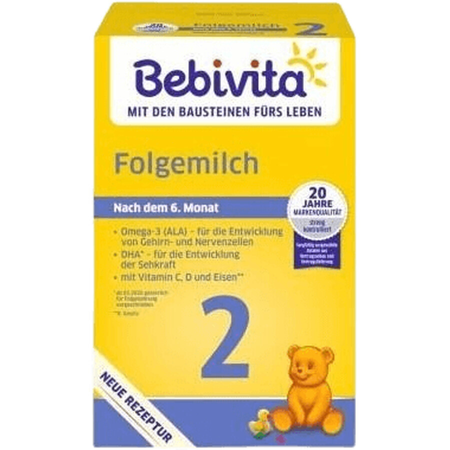 HiPP BEBIVITA Milk 2 Formulă de lapte de urmărire instantanee din Marea Britanie. 6 luni, 500 g