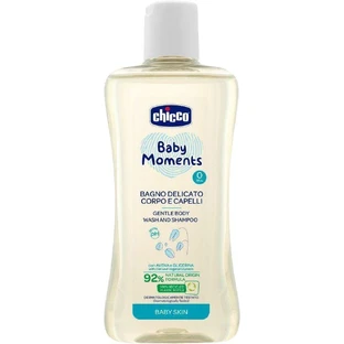 Chicco Baby Moments Champú suave para cabello y cuerpo 92% ingredientes naturales 200 ml