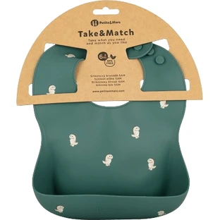 Petite&Mars Bavette en silicone Take&Match Green Dinos 6m+