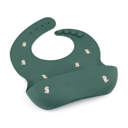Petite&Mars Siliconen slabbetje Take&Match Green Dinos 6m+