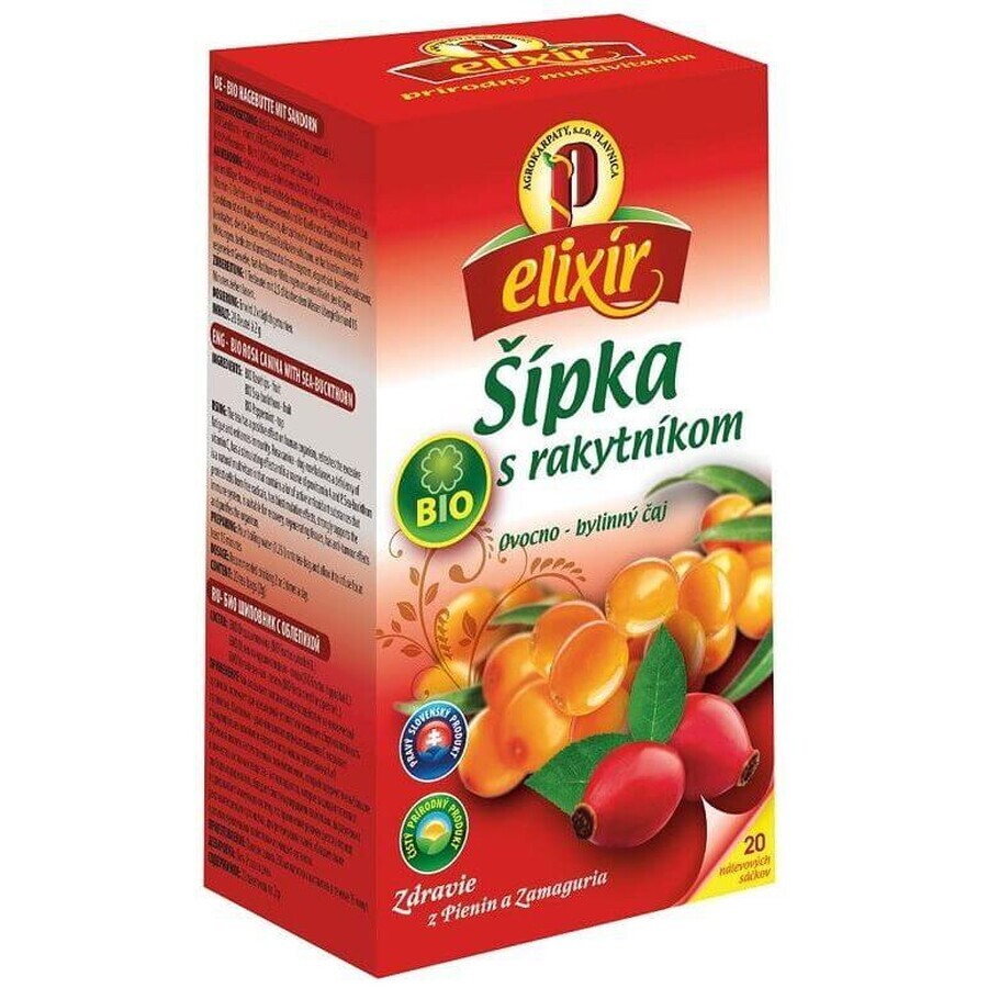 Agrocarpaty Bio Hagebutte mit Sanddornfrucht - Kräutertee, 20 x 1,5 g