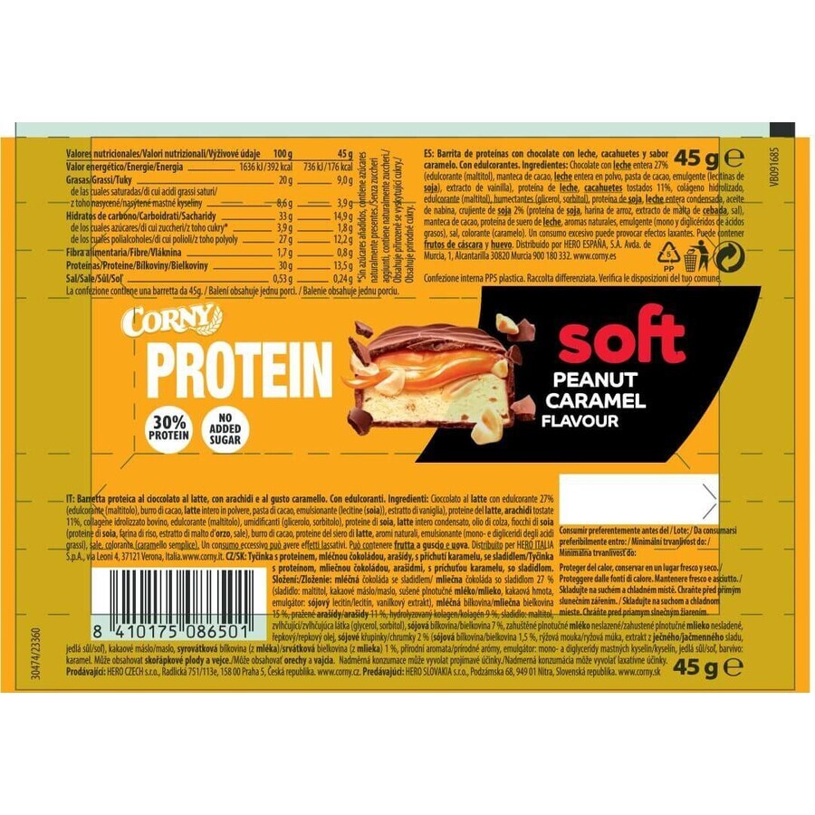 Corny Protein SOFT Protein Bar Arahide-Caramel 45 g