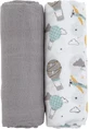 Petite&amp;Mars Bamboo muslin blanket Misty Grey Planes 2in1, 120 x 120 cm 2 pieces