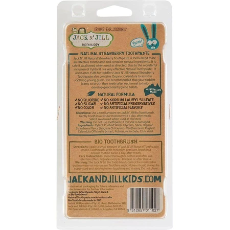 Jack N' Jill Juego de Pasta Dentífrica Natural de Fresa + Cepillo de Dientes BIO Conejito 50 g