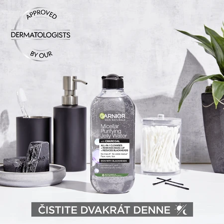 Garnier Pure Active Mizellenwasser mit Aktivkohle-Gel-Textur, 400 ml