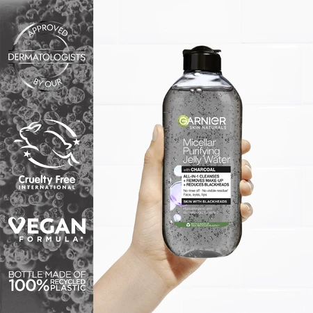 Garnier Pure Active Mizellenwasser mit Aktivkohle-Gel-Textur, 400 ml