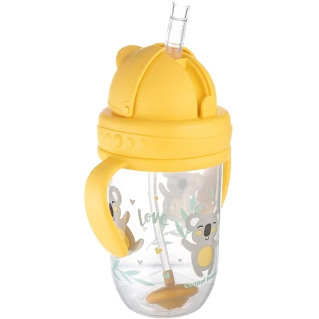 Canpol bebé Vaso con pajita no fluido con peso 6m+ Animales exóticos amarillo 270 ml