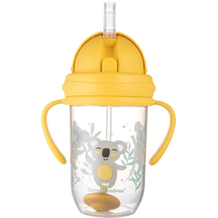 Canpol bebé Vaso con pajita no fluido con peso 6m+ Animales exóticos amarillo 270 ml