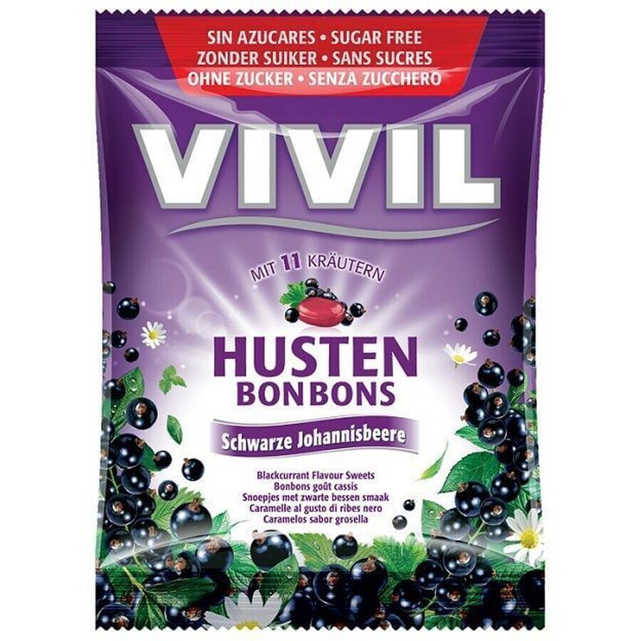 Buy Vivil Bonbons thickened blackcurrant flavored drops with 11 herbs, sugar free 60 g Vivil Bonbons thickened blackcurrant flavored drops with 11 herbs, sugar free 60 g