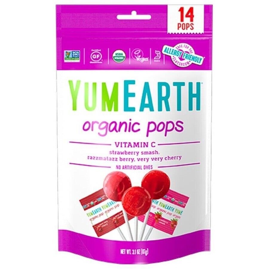 YumEarth Organic fruit lollipops with vitamin C 14 pieces