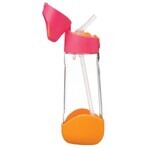 B. cutie Sticlă de băut cu pai roz/portocaliu 600 ml