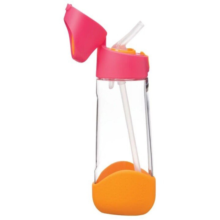 B. cutie Sticlă de băut cu pai roz/portocaliu 600 ml