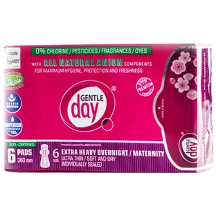 Gentle Day Pads postpartum extra absorberend, 1 x 6 stuks