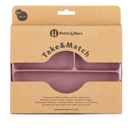 Petite&Mars Take&Match Dusty Rose 6m+ ovaal siliconen deelbord