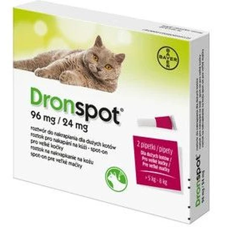 Dronspot 96mg/24 mg Grote katten spot-on 2 x 1,12 ml
