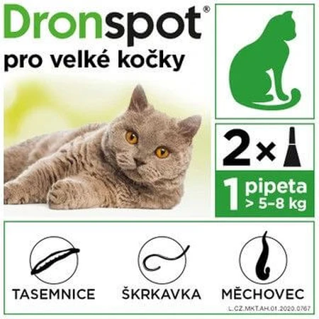 Dronspot 96mg/24 mg Grote katten spot-on 2 x 1,12 ml