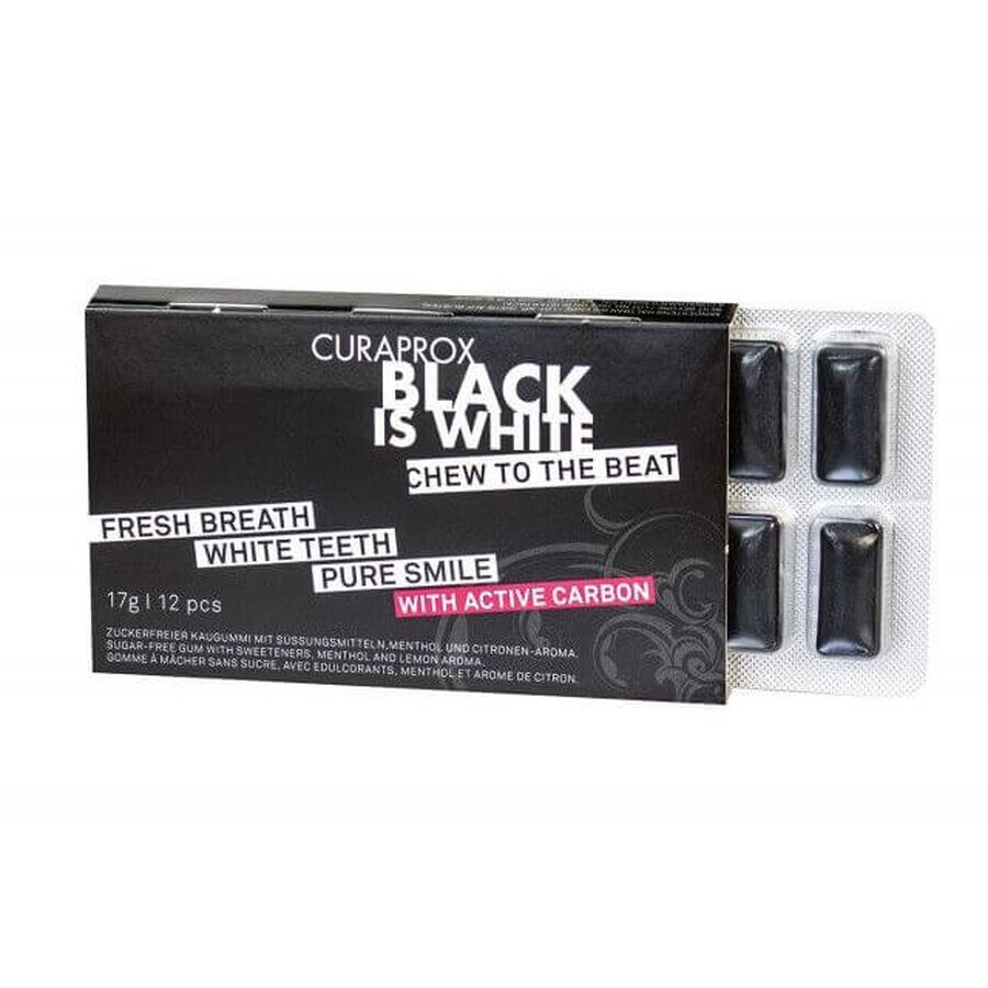 Buy Curaprox Black Is White chewing gum 12 pieces Curaprox Black Is White chewing gum 12 pieces