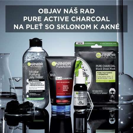 Garnier Skin Naturals Pure Active 3in1 Masque au charbon actif contre les points noirs, 150 ml