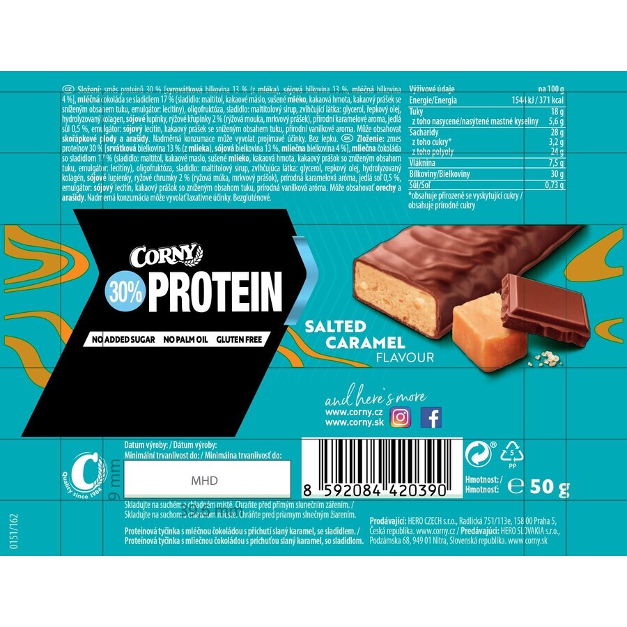 Barretta proteica Corny Protein 30% caramello salato 50 g
