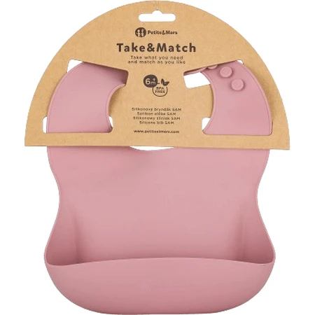Petite&Mars Silicone bib Take&Match Dusty Rose 6m+