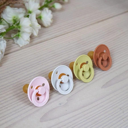 Chupetes de caucho natural BIBS Colour, talla 2, Coral/Rubí 2 unidades