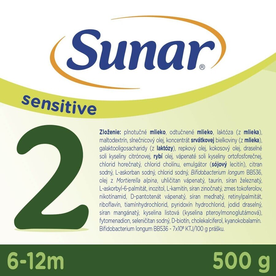 Sunar Sensitive 2 leche infantil de continuación 500 g