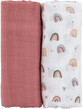 Petite&amp;Mars Bamboo muslin blanket Misty Rose Rainbow 2in1, 120 x 120 cm 2 pieces