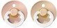 BIBS Colour Naturkautschuk-Schnuller, Gr&#246;&#223;e 2, Blush nighttime/Vanilla nighttime 2 St&#252;ck