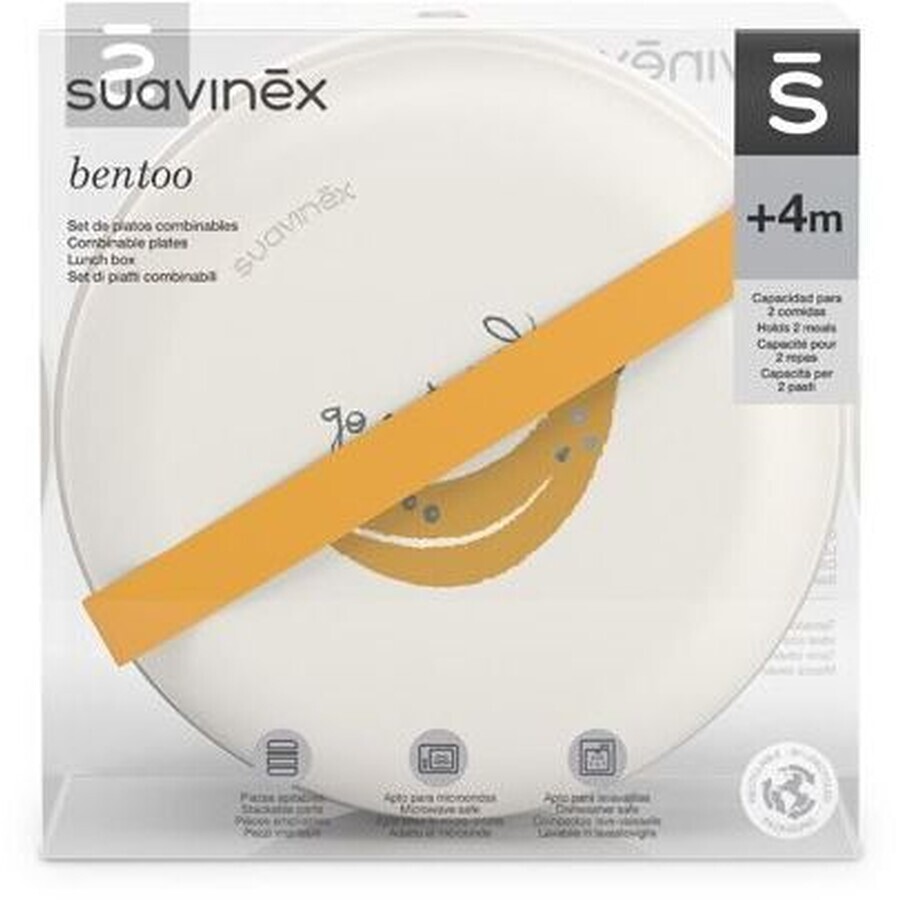 Suavinex Set bentoo Go Natural +4m - grigio banana 2 pezzi