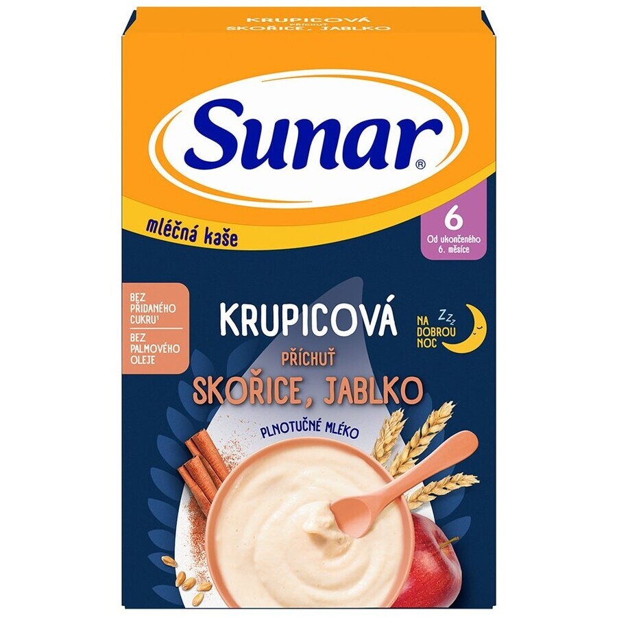Sunar lapte terci de semolă pentru o noapte bună scorțișoară, măr 210 g