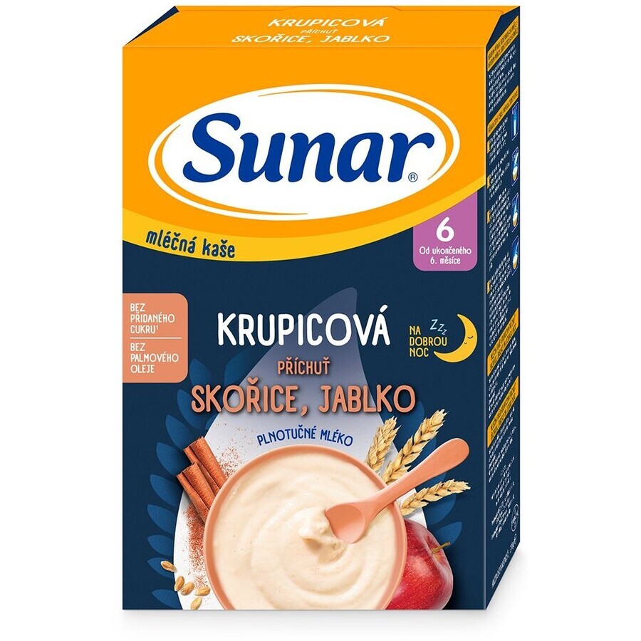 Sunar lapte terci de semolă pentru o noapte bună scorțișoară, măr 210 g