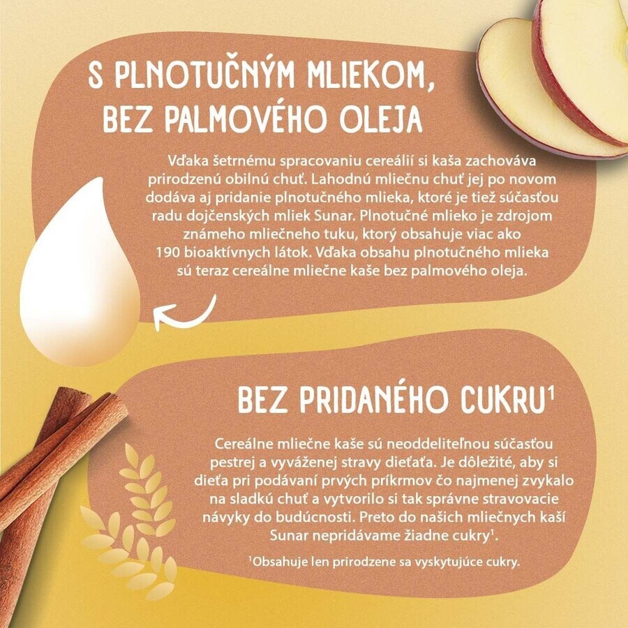 Sunar lapte terci de semolă pentru o noapte bună scorțișoară, măr 210 g