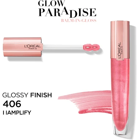 L'Oréal Paris Bálsamo Glow Paradise en brillo 406 I Barra de labios Amplify 7 ml