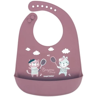 Canpol baby's Bonjour Paris Siliconen slabbetje met roze zakje