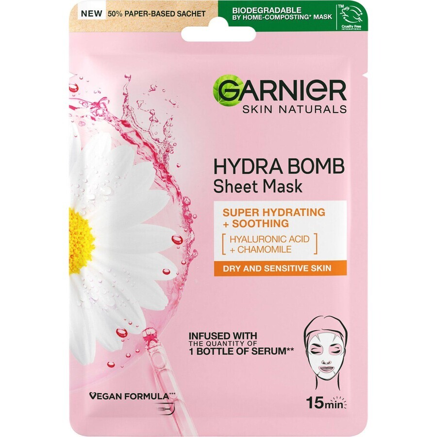 Shop Garnier Skin Naturals Beruhigende Tuchmaske mit Kamillenextrakt 28 g Garnier Skin Naturals Beruhigende Tuchmaske mit Kamillenextrakt 28 g
