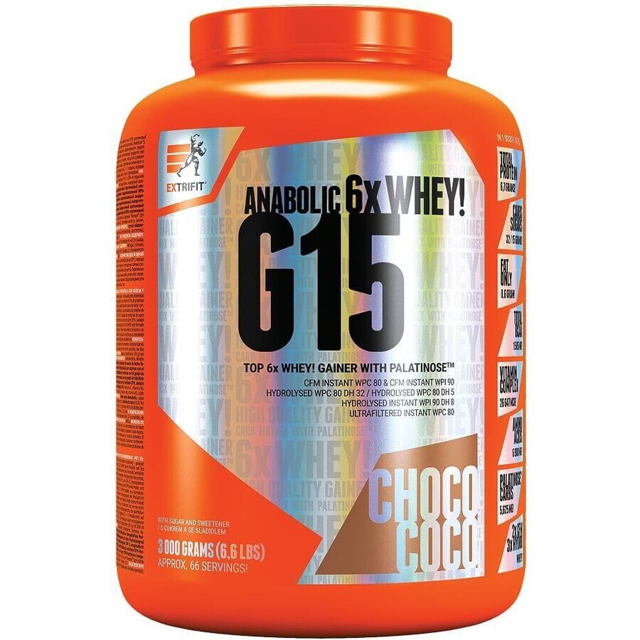 Extrifit G 15 Anabolic Gainer Chocolat noix de coco 3000 g