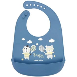 Canpol babies Bonjour Paris Bavette en silicone avec poche bleue