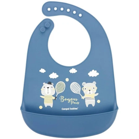 Canpol babies Bonjour Paris Bavette en silicone avec poche bleue