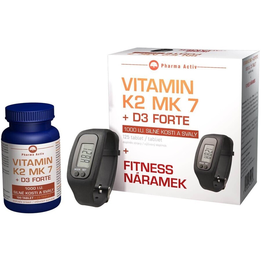 Pharma Activ Vitamina K2 MK7+D3 Forte + Brățară de fitness 125 comprimate