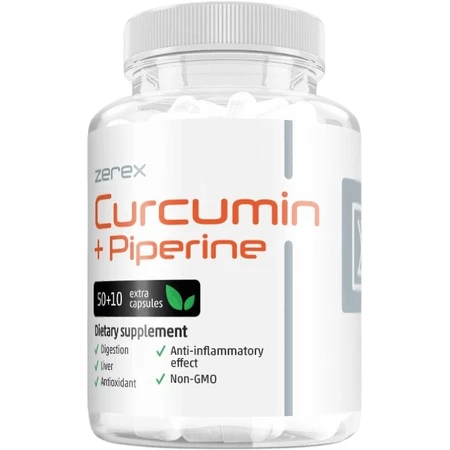 Zerex Curcumin + Piperin - natürliche Unterstützung gegen Entzündungen 60 Weichkapseln